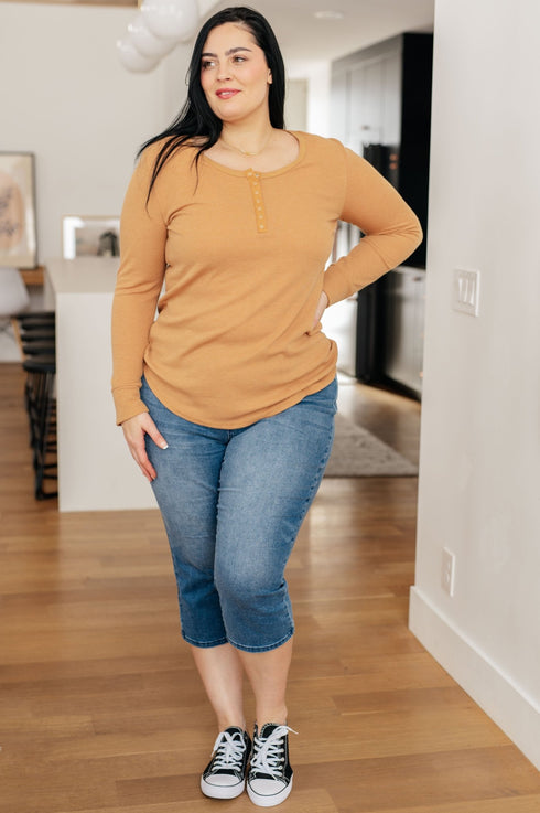 It's Been So Long Henley in Golden Sand - LISA MARIE BOUTIQUE - Tops - Small -