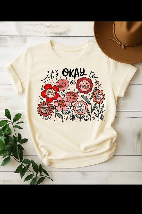 It's Okay T-Shirt - LISA MARIE BOUTIQUE - S - Natural Gildan Tee -