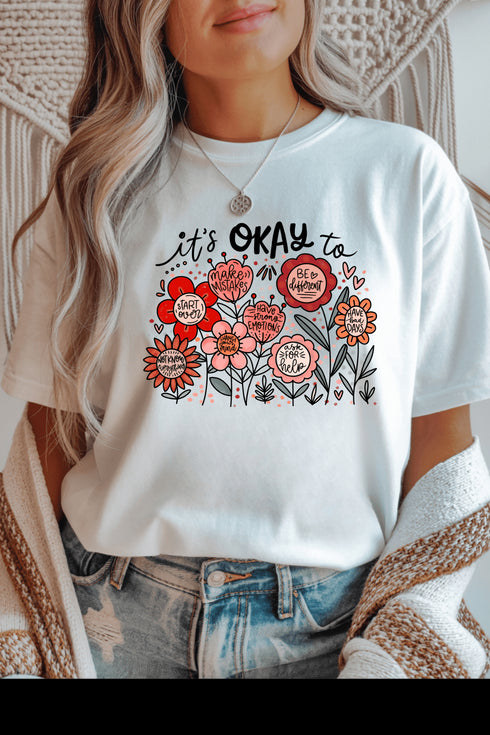 It's Okay T-Shirt - LISA MARIE BOUTIQUE - S - White Gildan Tee -