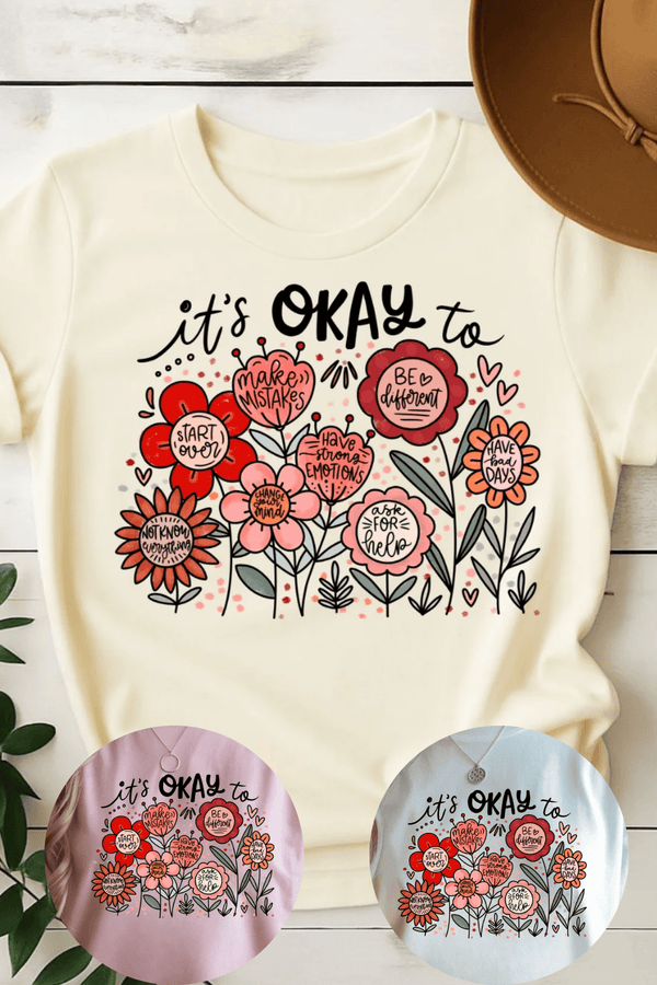 It's Okay T-Shirt - LISA MARIE BOUTIQUE - S - White Gildan Tee -