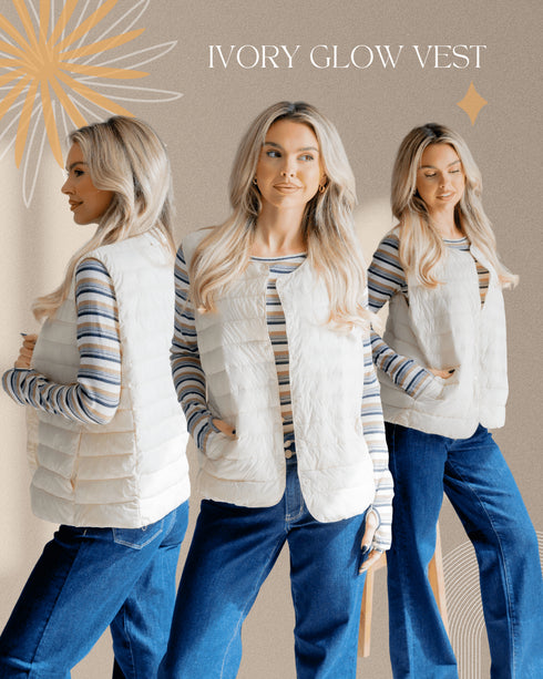 Ivory Glow Vest - LISA MARIE BOUTIQUE - S -