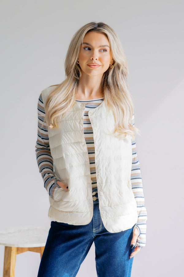 Ivory Glow Vest - LISA MARIE BOUTIQUE - S -