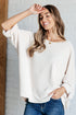Ivory Thoughts Chenille Blouse - LISA MARIE BOUTIQUE - Tops - Small -