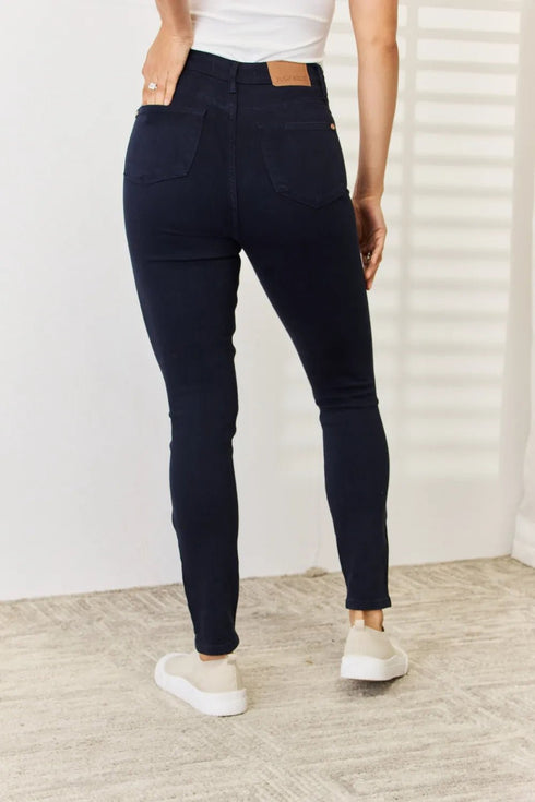 Judy Blue Full Size Garment Dyed Tummy Control Skinny Jeans - LISA MARIE BOUTIQUE - NAVY - 0 -