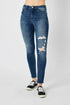 Judy Blue Full Size High Waist Distressed Skinny Jeans - LISA MARIE BOUTIQUE - Dark - 3/26 -