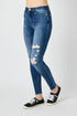 Judy Blue Full Size High Waist Distressed Skinny Jeans - LISA MARIE BOUTIQUE - Dark - 3/26 -