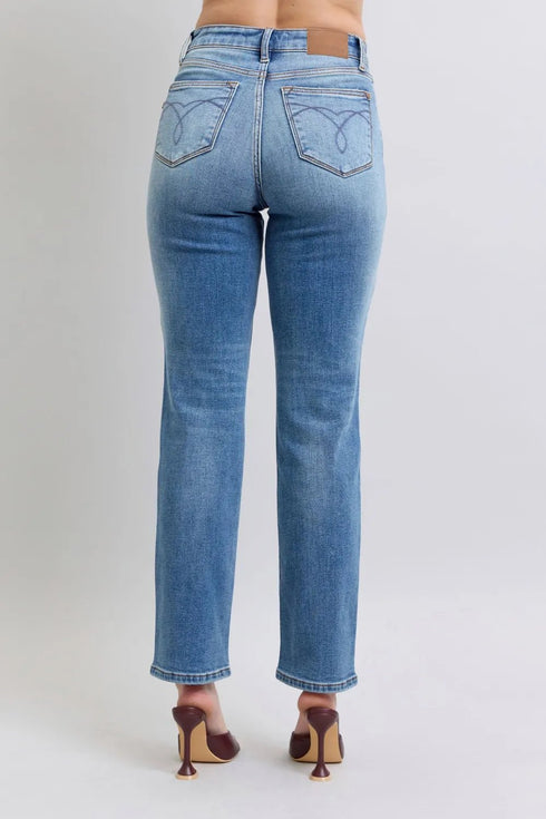 Judy Blue Full Size Run Vintage Wash Thermal Straight Jeans - LISA MARIE BOUTIQUE - Medium - 0(24) -