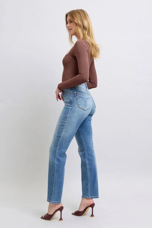 Judy Blue Full Size Run Vintage Wash Thermal Straight Jeans - LISA MARIE BOUTIQUE - Medium - 0(24) -