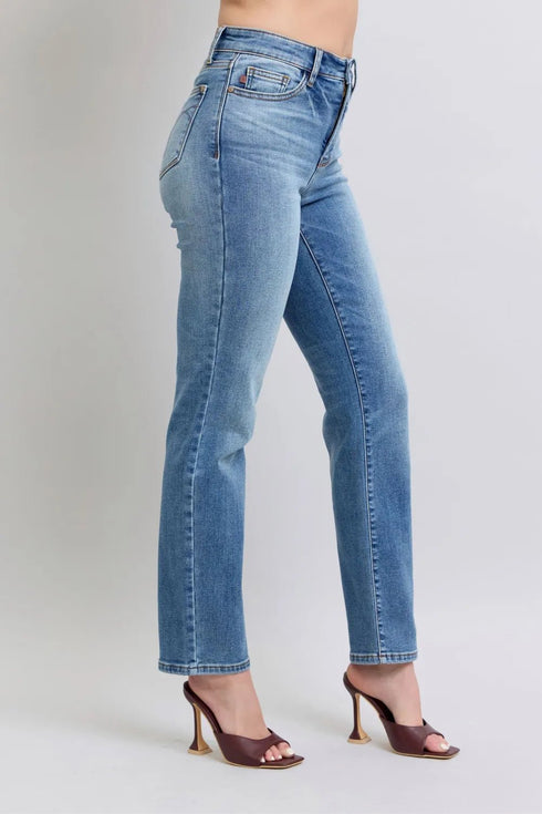 Judy Blue Full Size Run Vintage Wash Thermal Straight Jeans - LISA MARIE BOUTIQUE - Medium - 0(24) -