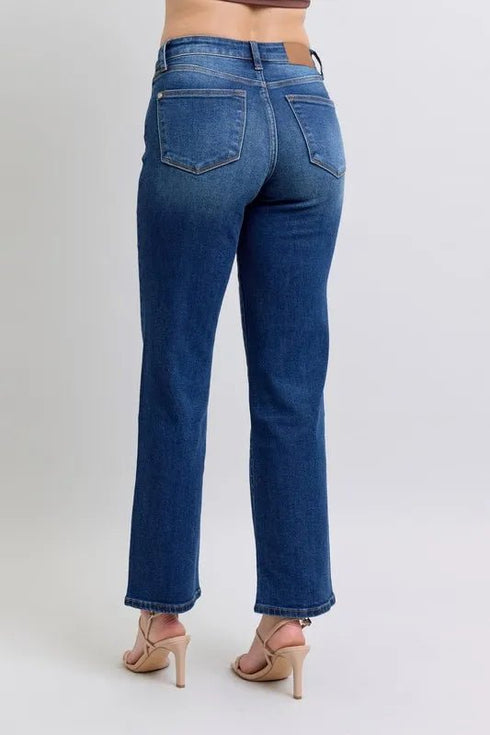 Judy Blue Full Size Side Seam Detail Straight Jeans with Pockets - LISA MARIE BOUTIQUE - Medium - 0(24) -