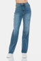 Judy Blue Full Size Tummy Control Cut Raw Hem Straight Jeans - LISA MARIE BOUTIQUE - Medium - 0/24 -
