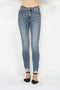 Judy Blue Full Size Tummy Control Vintage Wash Hem Destroy Skinny Jeans - LISA MARIE BOUTIQUE - Medium - 0 -