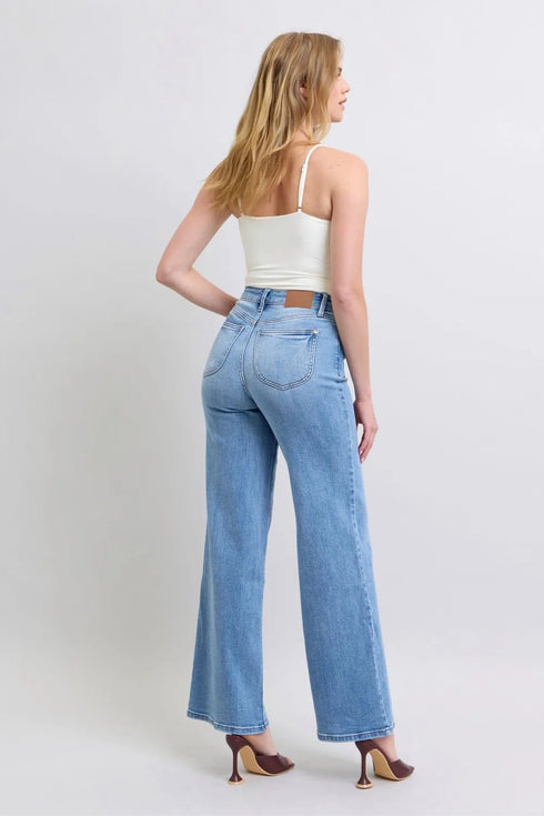 Judy Blue Full Size Wide Leg Jeans with Pockets - LISA MARIE BOUTIQUE - Medium - 0(24) -