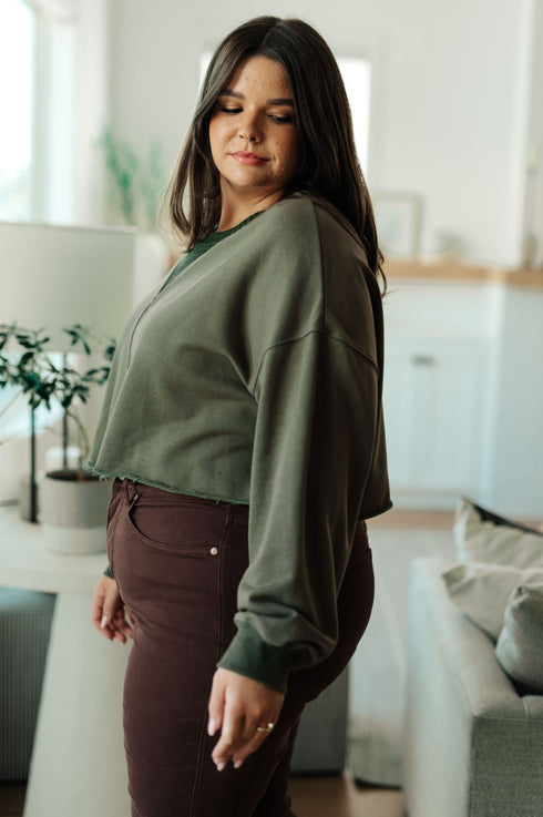 Just a Casual Crop Pullover - LISA MARIE BOUTIQUE - Tops - Small -