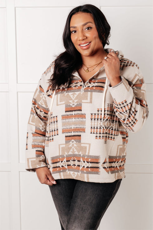 Just Going For It Aztec Hoodie - LISA MARIE BOUTIQUE - Tops - Small -