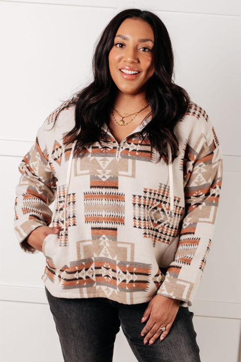Just Going For It Aztec Hoodie - LISA MARIE BOUTIQUE - Tops - Small -