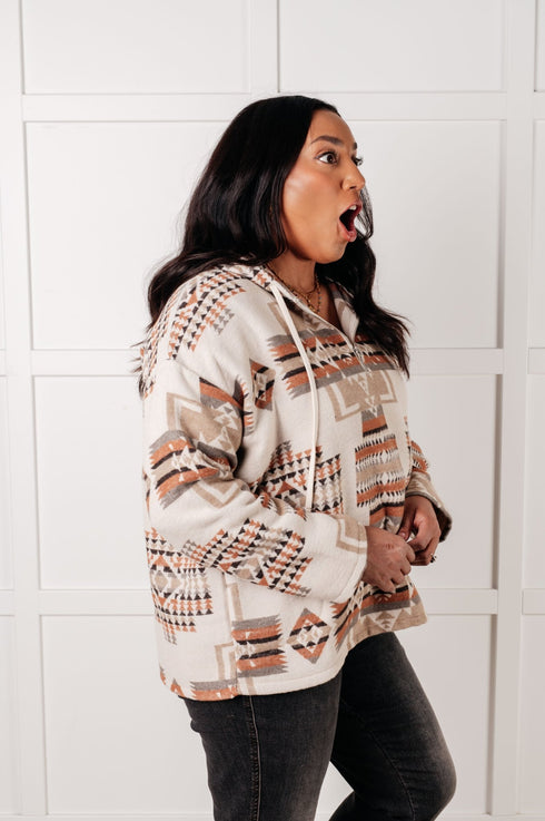 Just Going For It Aztec Hoodie - LISA MARIE BOUTIQUE - Tops - Small -