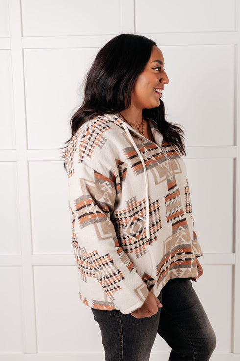 Just Going For It Aztec Hoodie - LISA MARIE BOUTIQUE - Tops - Small -