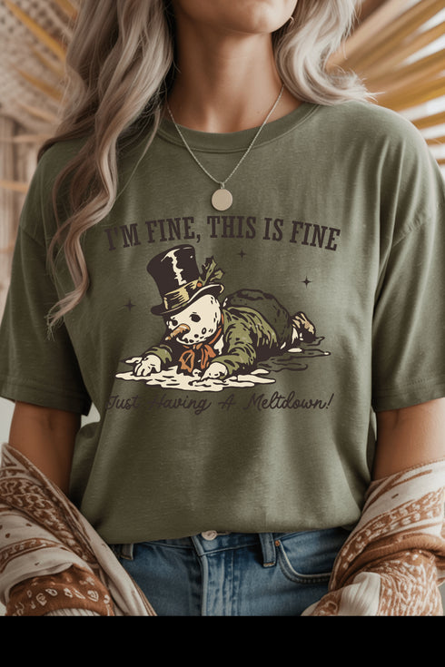 Just Having a Meltdown T-Shirt - LISA MARIE BOUTIQUE - S - Heather Military Green Gildan Tee -