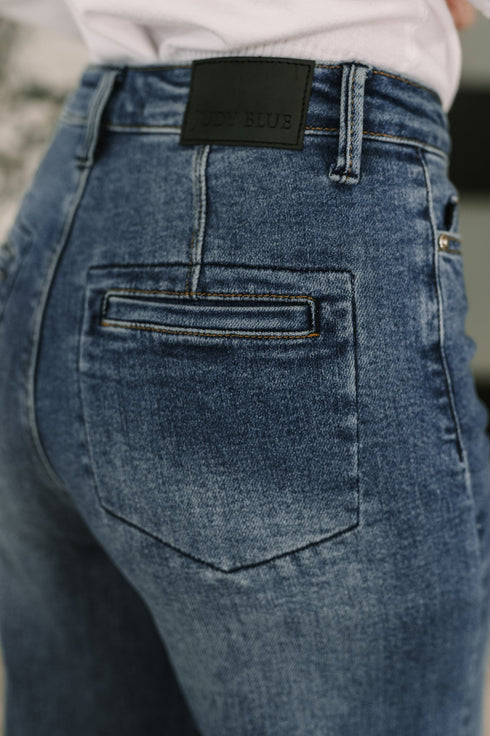 Karla High Waist Column Straight Button - Fly & Back Welt Pkts - LISA MARIE BOUTIQUE - Womens - 0/24 -