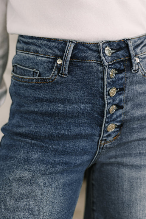 Karla High Waist Column Straight Button - Fly & Back Welt Pkts - LISA MARIE BOUTIQUE - Womens - 0/24 -