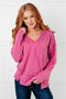 Kinda Sorta Ribbed Top in Magenta - LISA MARIE BOUTIQUE - Tops - Small -