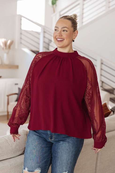 Lace on My Sleeves Blouse - LISA MARIE BOUTIQUE - Tops - Small -