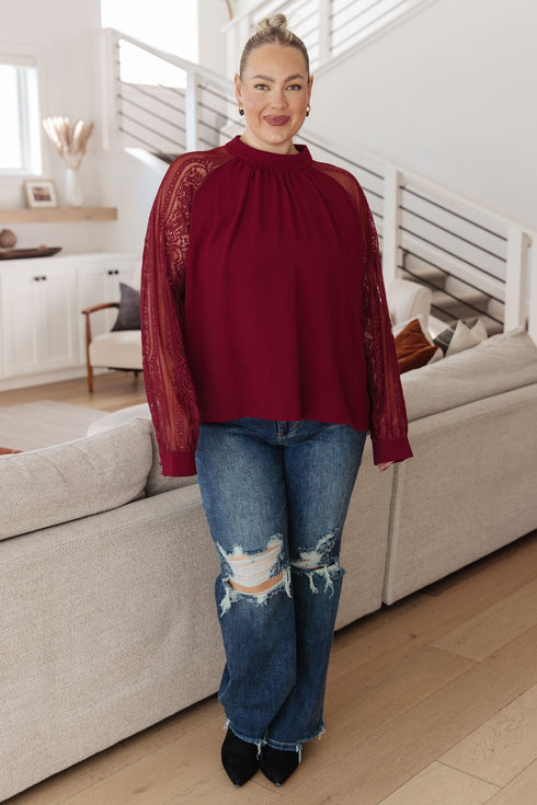 Lace on My Sleeves Blouse - LISA MARIE BOUTIQUE - Tops - Small -