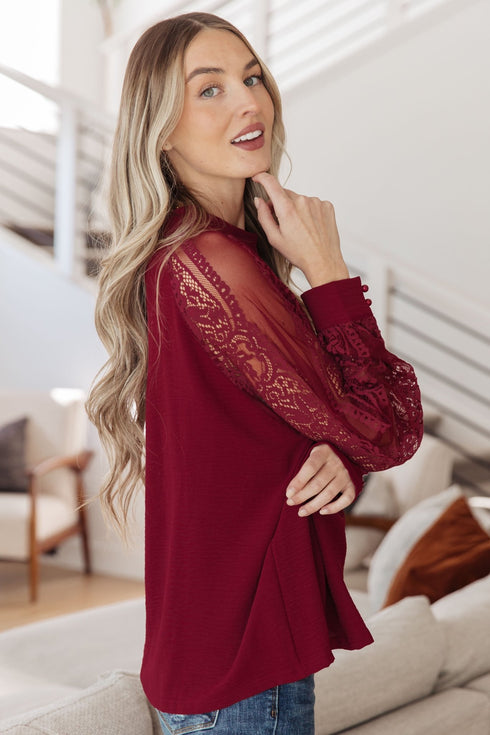 Lace on My Sleeves Blouse - LISA MARIE BOUTIQUE - Tops - Small -