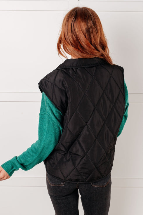 Layering Queen Quilted Puffer Vest in Black - LISA MARIE BOUTIQUE - Layers - Small -