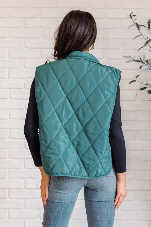 Layering Queen Quilted Puffer Vest in Hunter Green - LISA MARIE BOUTIQUE - Layers - Small -
