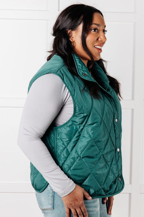 Layering Queen Quilted Puffer Vest in Hunter Green - LISA MARIE BOUTIQUE - Layers - Small -