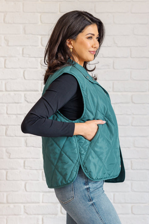 Layering Queen Quilted Puffer Vest in Hunter Green - LISA MARIE BOUTIQUE - Layers - Small -