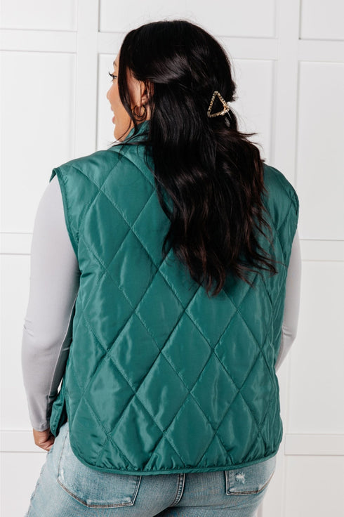 Layering Queen Quilted Puffer Vest in Hunter Green - LISA MARIE BOUTIQUE - Layers - Small -