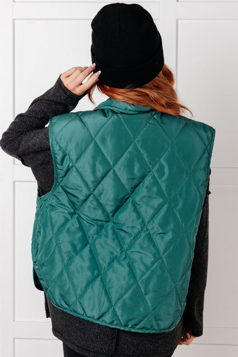 Layering Queen Quilted Puffer Vest in Hunter Green - LISA MARIE BOUTIQUE - Layers - Small -