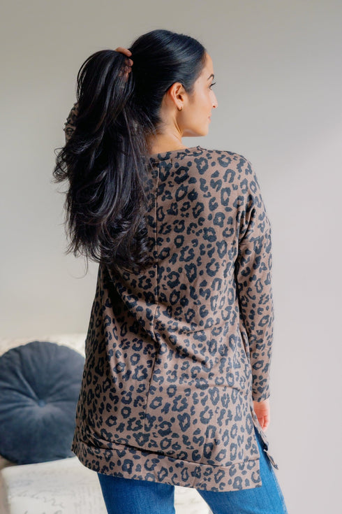 Leopard Lure V - Neck Tunic - LISA MARIE BOUTIQUE - S -
