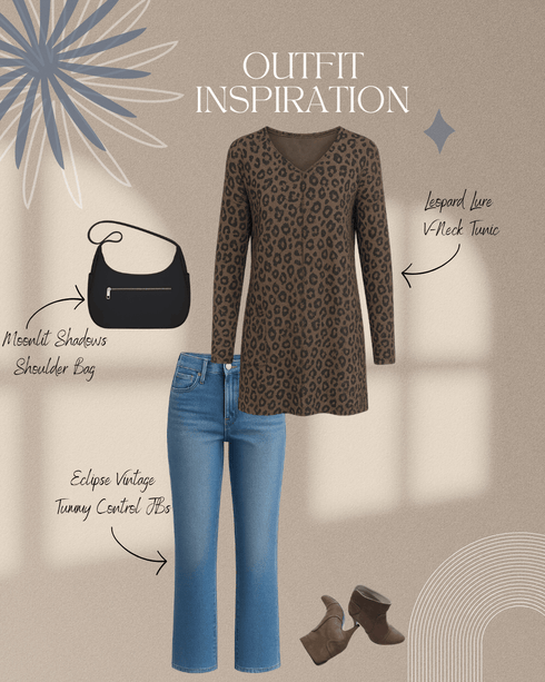 Leopard Lure V - Neck Tunic - LISA MARIE BOUTIQUE - S -