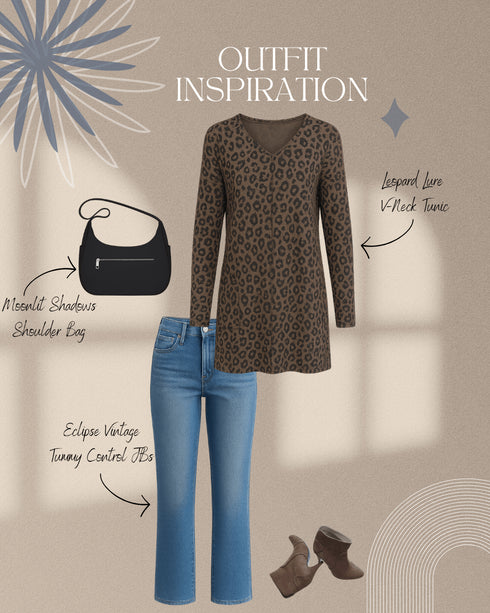 Leopard Lure V - Neck Tunic - LISA MARIE BOUTIQUE - S -