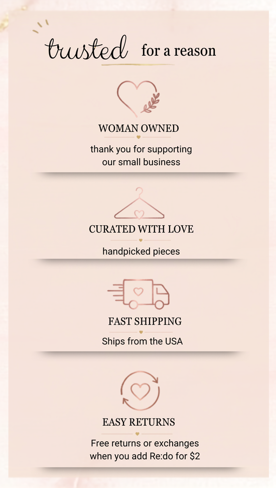 Lisa Marie Boutique shopping benefits: handpicked styles, easy outfits, easy exchanges and small business
