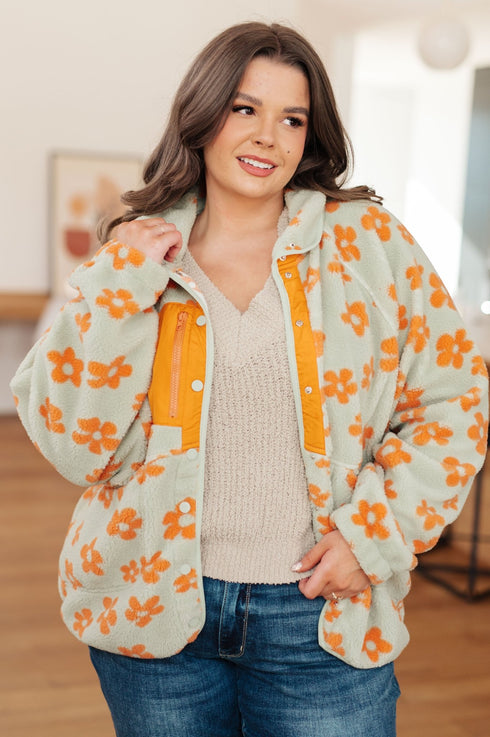 Love It Don't Leave It Floral Fleece Jacket - LISA MARIE BOUTIQUE - Layers - Small -