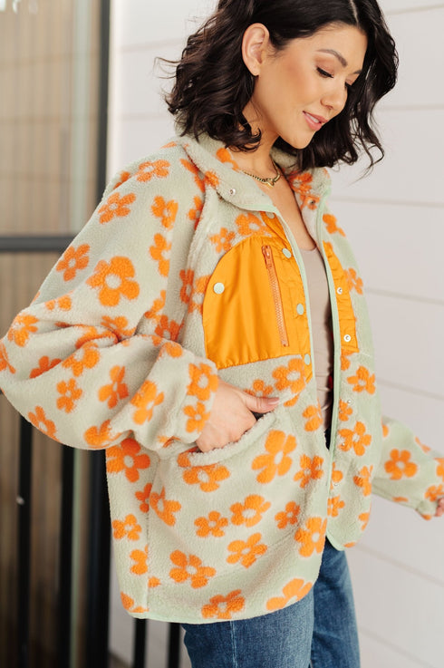 Love It Don't Leave It Floral Fleece Jacket - LISA MARIE BOUTIQUE - Layers - Small -