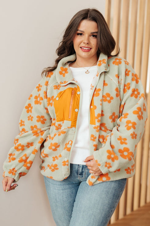 Love It Don't Leave It Floral Fleece Jacket - LISA MARIE BOUTIQUE - Layers - Small -
