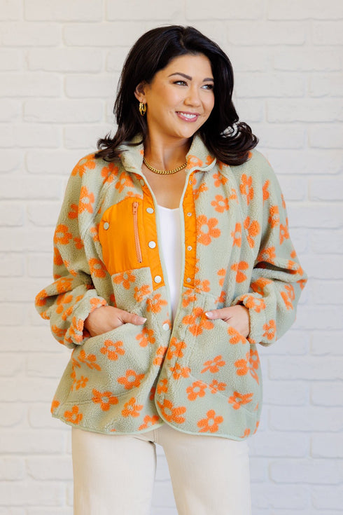 Love It Don't Leave It Floral Fleece Jacket - LISA MARIE BOUTIQUE - Layers - Small -