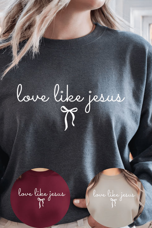 Love Like Jesus Sweatshirt - LISA MARIE BOUTIQUE - S - Dark Heather Gildan Sweatshirt -