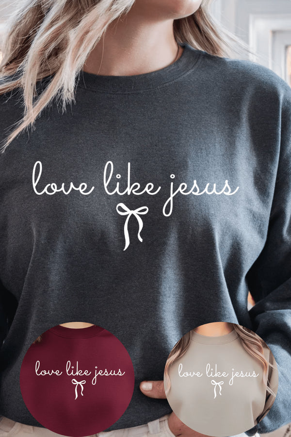Love Like Jesus Sweatshirt - LISA MARIE BOUTIQUE - S - Dark Heather Gildan Sweatshirt -