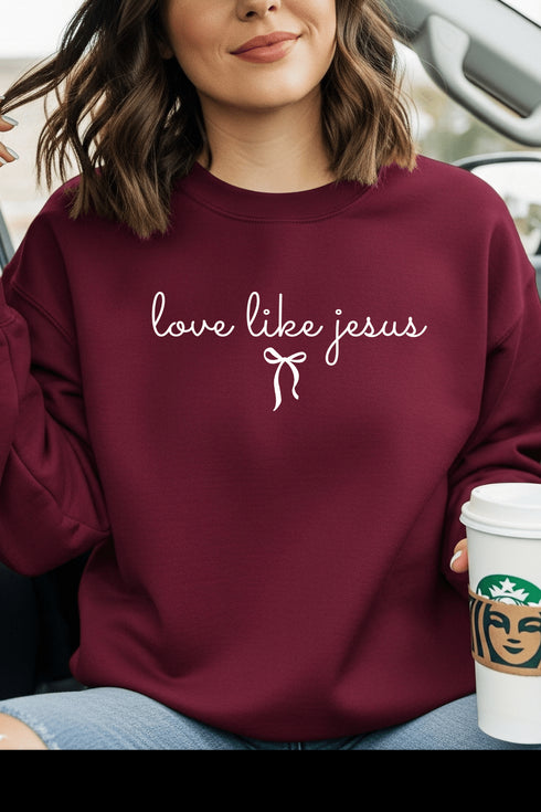 Love Like Jesus Sweatshirt - LISA MARIE BOUTIQUE - S - Maroon Gildan Sweatshirt -