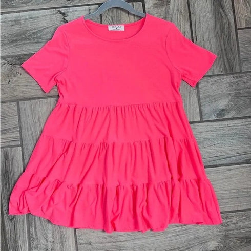 Zenana Tiered Babydoll Tee in Coral