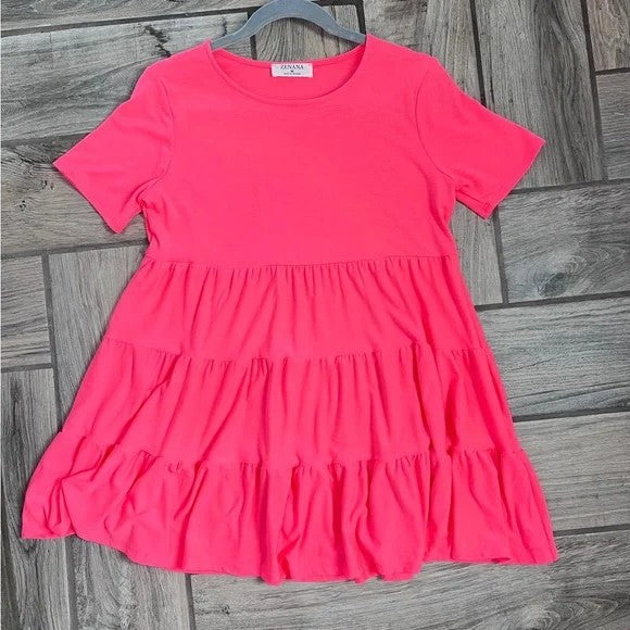 Zenana Tiered Babydoll Tee in Coral