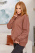 Make No Mistake Mock Neck Pullover in Cocoa - LISA MARIE BOUTIQUE - Tops - Small -