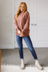Make No Mistake Mock Neck Pullover in Cocoa - LISA MARIE BOUTIQUE - Tops - Small -